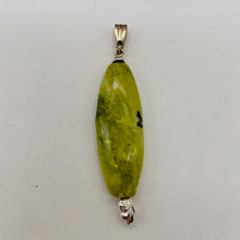 Load image into Gallery viewer, Serpentine New Jade Sterling Silver Round Marquis Pendant | 2" Long | Green | 1}