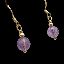 Load image into Gallery viewer, Royal 8mm Natural Amethyst 14K Gold Drop Earrings