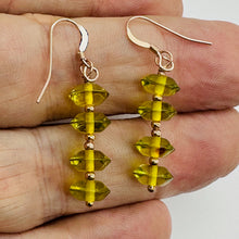 Load image into Gallery viewer, Natural Yellow Amber 4 Bead 14K Rose Gold Filled Dangle Earrings 1.5" Handmade