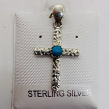 Load image into Gallery viewer, Turquoise Sterling Silver Cross | 1 1/2" Long | Silver | 1 Pendant |