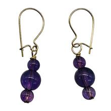 Load image into Gallery viewer, Amethyst 14K Gold Filled Exotic Drop Earrings | Purple/Gold | 2 1/4" Long |