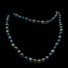Load image into Gallery viewer, Fresh Water Rainbow Pearl Hand-Knotted Necklace |32" Long | Blue Purple Gold |