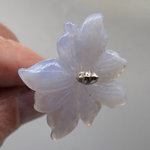 Load image into Gallery viewer, Chalcedony 29ct Hand Carved Flower Bead | 30x30x5mm | Blue | 1 Pendant Bead |