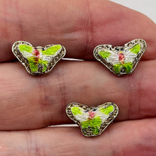 Load image into Gallery viewer, Spring Green Cloisonne Butterfly Pendant Beads | 16x10x6mm | 3 Beads |