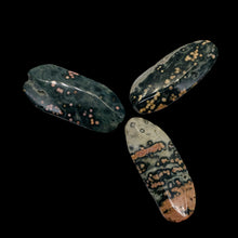 Load image into Gallery viewer, Ocean Jasper Old Stock Long Oval Beads| 45x22x6 to38x20x7mm| Pink, Gray| 3 Beads