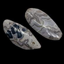 Load image into Gallery viewer, Ocean Jasper Old Stock Long Oval Beads| 45x22x6 to38x20x7mm| Gray, Black|2 Beads