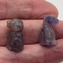 Load image into Gallery viewer, Faithful 2 Natural Amethyst Carved Dog Animal Beads | 22x15x15mm | Purple