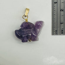 Load image into Gallery viewer, Dinosaur Carved Amethyst Stegosaurus 14Kgf Pendant | 1 inch long | Purple |