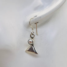Load image into Gallery viewer, Fresh Water Pearl Sterling Silver Triangle Earrings | 1" Long | White | 1 Pair |