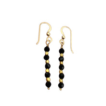 Load image into Gallery viewer, Onyx Faceted 14K Gold Filled Dangle Earrings | 1 3/4" Long | Black | 1 Pair |