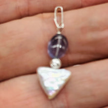 Load image into Gallery viewer, Iolite and Pearl Sterling Silver Pendant |1 3/8" Long| Purple, White| 1 Pendant|