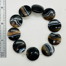Load image into Gallery viewer, 4 Beads of Sardonyx Agate 20mm Coin Beads 009349