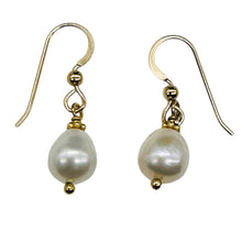 Load image into Gallery viewer, Gorgeous Natural Oval Pearl 14K Gold Filled Earrings | 10xmm Pearl | 1" Long |
