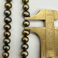 Load image into Gallery viewer, Fresh Water Pearls 16" Strand Round Pearls | 7mm | Golden Green | 1 Strand |