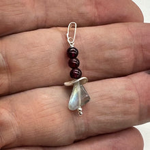 Load image into Gallery viewer, Rhodolite Garnet and Labradorite Sterling Silver Pendant | 1 1/4 inches long |