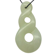 Load image into Gallery viewer, Hand Carved Natural Serpentine Infinity Pendant with Simple Black Cord 10821AA
