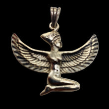 Load image into Gallery viewer, Winged Isis Sterling Silver Goddess Pendant Charm| 1 1/4" Long| Silver| 1 Charm|