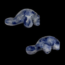 Load image into Gallery viewer, Grace 2 Carved Blue/White Sodalite Manatee Beads | 21x11x9mm | Purple