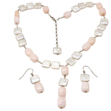 Load image into Gallery viewer, Spectacular Peruvian Pink Opal Sterling & Pearl Set 200039