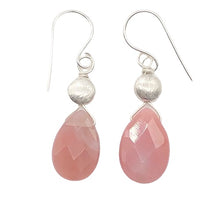 Load image into Gallery viewer, Botswana Sterling Silver Faceted Briolette Earrings | 1 1/2" Long | Peach |