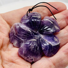 Load image into Gallery viewer, Amethyst Carved Pendant Flower | 55x8mm | Purple White | 1 Bead |