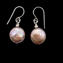 Load image into Gallery viewer, Pearl Dangle Sterling Silver Earrings | 1 1/4" Long | Golden Rose |