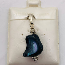 Load image into Gallery viewer, Black Lip Shell Sterling Silver Drop Pendant | 1" Long | Black White| 1 Pendant|