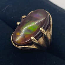 Load image into Gallery viewer, Fire Boulder Opal 14K Gold Ring | 23x13mm Stone | 5.5 | Green, Yellow, Purple |