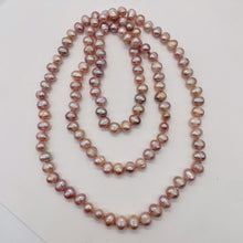 Load image into Gallery viewer, Fresh Water Pearl Knotted on Silk Necklace | 33" Long| Lavender Pink| 1 Necklace