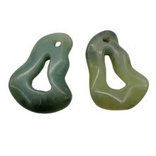 Load image into Gallery viewer, Serpentine New Jade 21g Irregular Loop Pendant Beads| 53x40x8mm | Green| 2 Beads