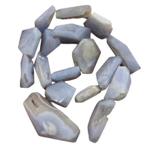 Load image into Gallery viewer, Drusy Blue Chalcedony 100g Quadrilateral Strand| 40x25 to 22x18mm | Blue, White