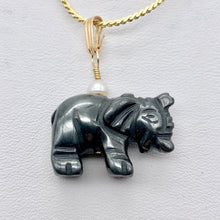 Load image into Gallery viewer, Hematite Elephant Pendant Necklace | Semi Precious Stone Jewelry | 14k Pendant