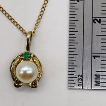 Load image into Gallery viewer, Pearl Emerald Horseshoe Pendant | 5/6" Long | White, Green | 1 Pendant |