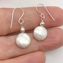 Load image into Gallery viewer, Creamy White Coin FW Pearl Drop/Dangle Earrings | 1 1/4" Long | White | 1 Pair |