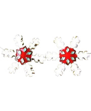 Load image into Gallery viewer, Cloisonne Christmas Snowflake 14kgf Pendant | White, Red, Gold | 1 3/4" Long |