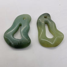 Load image into Gallery viewer, Serpentine New Jade 21g Irregular Loop Pendant Beads| 53x40x8mm | Green| 2 Beads