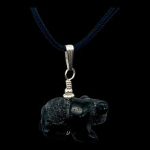 Load image into Gallery viewer, Adorable! Carved Onyx Panda Bear Silver Pendant | 19x14x10mm (Panda) 4mm (Bail Opening) | Black