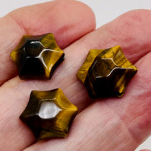 Load image into Gallery viewer, 3 Twinkling Carved Tiger Eye 6-Point Star Beads 9245Te