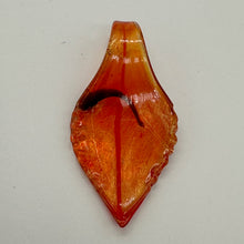 Load image into Gallery viewer, 1 Red Lampwork Silver Foil Leaf Pendant Bead 8661A