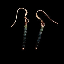 Load image into Gallery viewer, Sapphire AAA Faceted Bead Rose Gold Earrings | Blue, Dark Blue | 1 1/4" |