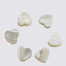 Load image into Gallery viewer, Mother of Pearl Baby Heart Beads | 7x7x2mm | White | 6 Beads |