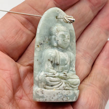Load image into Gallery viewer, Harmony Stone Jade Buddha Pendant Bead | 50x30mm | Green White | 1 Pendant Bead|