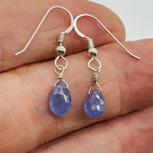 Load image into Gallery viewer, Tanzanite Sterling Silver Wire Wrap Dangle Earrings | Lavender | 1 Inch Long |