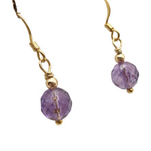 Load image into Gallery viewer, Royal 8mm Natural Amethyst 14K Gold Drop Earrings