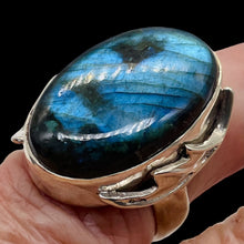 Load image into Gallery viewer, Labradorite Sterling Silver Oval Stone Ring | 7 | Blue Flash | 1 Ring |