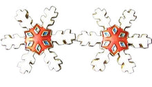 Load image into Gallery viewer, 2 Peach Cloisonne Snowflake Centerpiece 30x27x4mm Beads 8638A