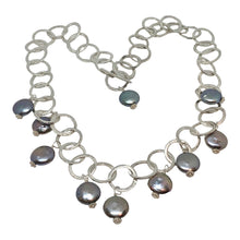 Load image into Gallery viewer, Perfect Moonrise Freshwater Pearl and Silver Circle Chain Necklace 209408