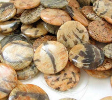 Load image into Gallery viewer, Big Cat Natural Untreated Feldspar 35mm Coin Pendant Bead | 35x5.5mm | 1 Bead |