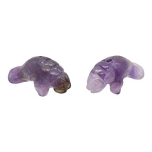 Load image into Gallery viewer, Grace 2 Carved Purple Amethyst Manatee Beads | 21x11x9mm | Purple