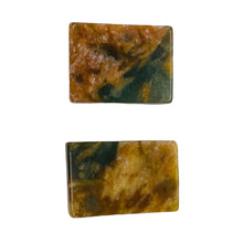 Load image into Gallery viewer, Jade Flowering Flat Rectangle Beads| 22x20x6mm | Pinkish brown green | 2 Beads|